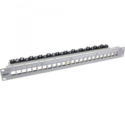 InLine Patch panel 24-way, Keystone empty panel Patch panel, 19", 1U, light grey RAL7035