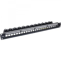 InLine Patch panel 24-way, Keystone empty panel Patch panel, 19", 1U, black RAL9005