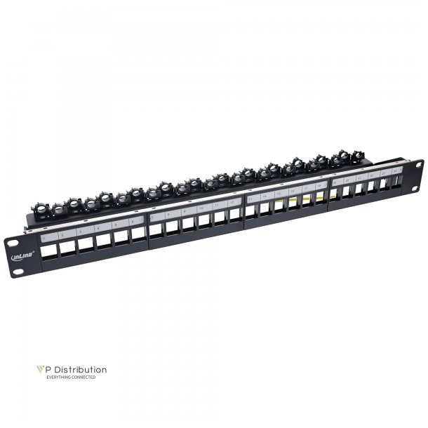 InLine Patch panel 24-way, Keystone empty panel Patch panel, 19", 1U, black RAL9005