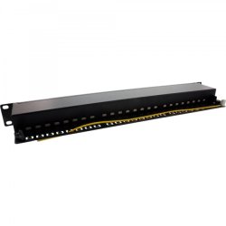 InLine Patch Panel 19" Cat.6A 24 Port 1U black RAL 9005