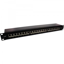 InLine Patch Panel 19" Cat.6A 24 Port 1U black RAL 9005