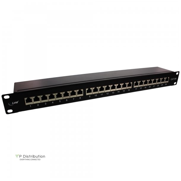 InLine Patch Panel 19" Cat.6A 24 Port 1U black RAL 9005