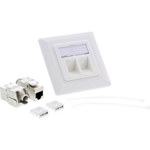 InLine&reg; Cat.6A box flush-mounted 2x RJ45 white RAL9010