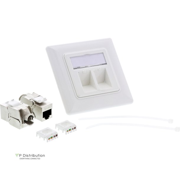 InLine&reg; Cat.6A box flush-mounted 2x RJ45 white RAL9010