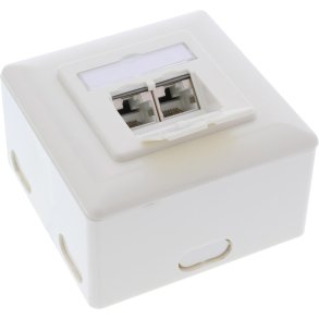 InLine&reg; Cat.6A wall outlet box, surface or flush mount, 2x RJ45 socket, vertical