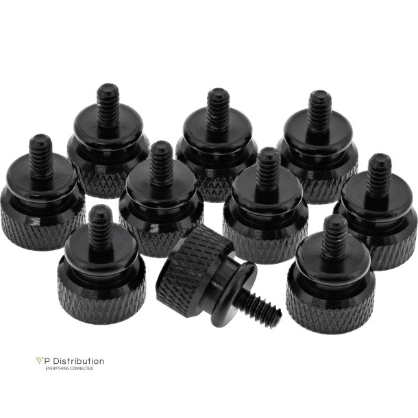 InLine&reg; Thumbscrews for enclosures, aluminium, black, 10pcs. pack