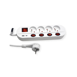 ROLINE French Power Strip, 4x, Indep. Switch, 4x, 3m