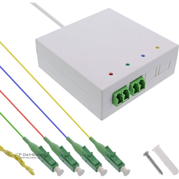 InLine&reg; FTTH connection box pre-assembled 4x LC/APC 9/125&micro;m 30m