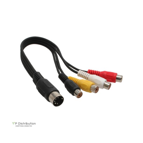 InLine&reg; DIN Adapter Cable 5 Pin DIN male male to 4x RCA female 0.2m