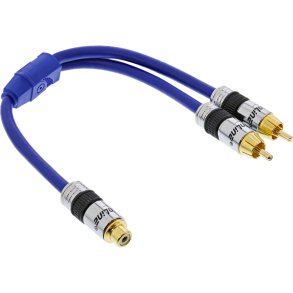 InLine® RCA Y-Cable Premium 1x RCA female / 2x RCA male gold plated 0.25m
