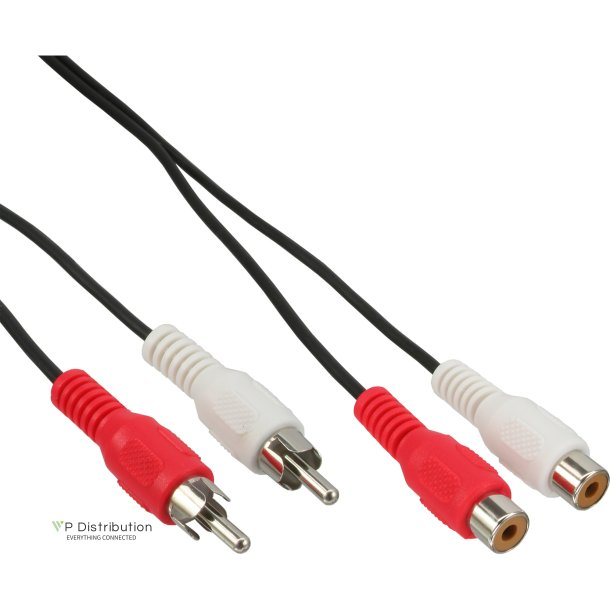 InLine&reg; Audio Cable 2x RCA male to female 10m