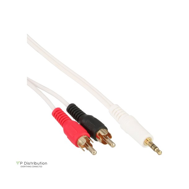 InLine&reg; Audio Cable 2x RCA male to 3.5mm male Stereo white / gold 2m