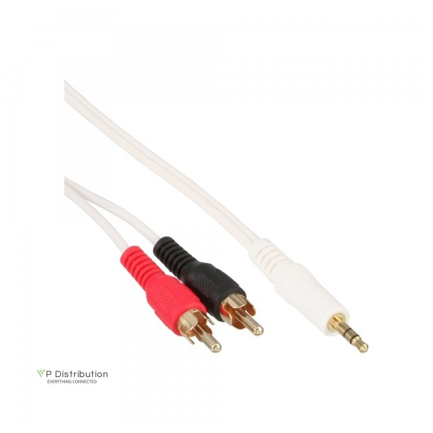 InLine 2x RCA Cable male to 3.5mm male white gold 7.5m