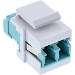 InLine&reg; Fiber optical Keystone Snap-in adaptor white, duplex LC/LC, MM, ceramic sleeve, aqua