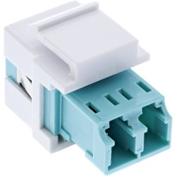 InLine&reg; Fiber optical Keystone Snap-in adaptor white, duplex LC/LC, MM, ceramic sleeve, aqua