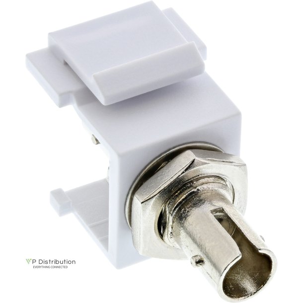 InLine&reg; Fiber optical Keystone Snap-in adaptor white, simplex ST/ST, MM, ceramic sleeve