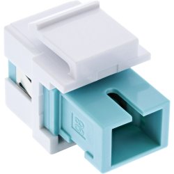 InLine&reg; Fiber optical Keystone Snap-in adaptor white, simplex SC/SC, MM, aqua, ceramic sleeve