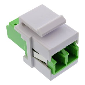 InLine® Fiber optical Keystone Snap-in adaptor white, duplex LC/LC, SM, green