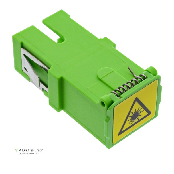 InLine&reg; Fibre optic adapter, simplex SC/SC, SM, ceramic, with shutter, green