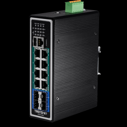 Trendnet 12-Port Hardened Industrial Gigabit PoE+ Layer 2+ Managed DIN-Rail Switch