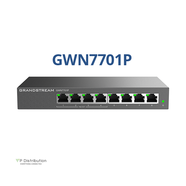 Grandstream Unmanaged Network Switch, 8x GbE RJ45, 4x PoE 802.3 af/at