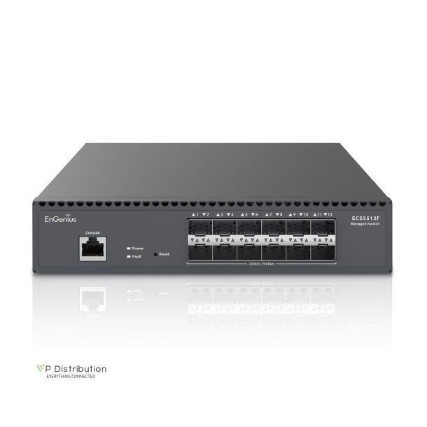 EnGenius Switch Managed Layer2 12-Port &bull 12x SFP &bull 9,5 &bull Half-Rack Aggregation &bull ECS5512F &bull EnGenius Cloud