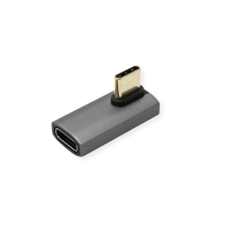 ROLINE USB4 40G Type C M ANGLE/F Adapter, Silver Grey ALU.
