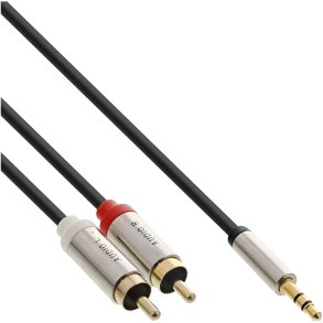 InLine Basic Slim Audio Cable 3.5mm M to 2x RCA M, 1m