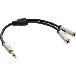 InLine Basic Slim Audio Y-Cable 3.5mm M / 2x F, 0.15m