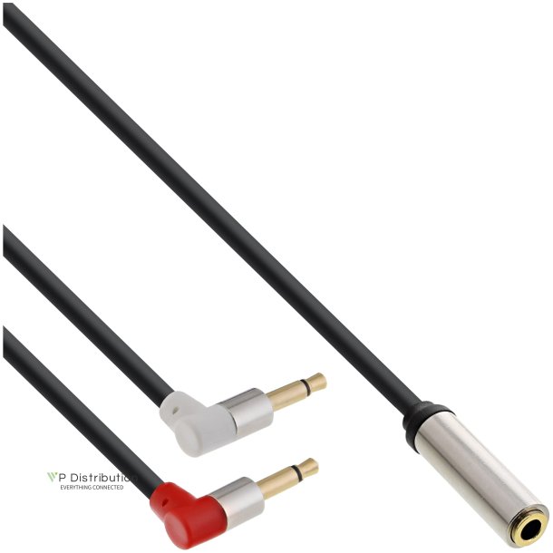 InLine&reg; Slim Audio airplane-seat cable 2x 3.5mm M to 1x F, 1m