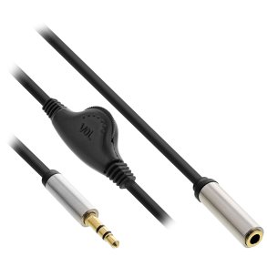 InLine Slim Audio Cable 3.5mm M to F, with volume control 0.25m