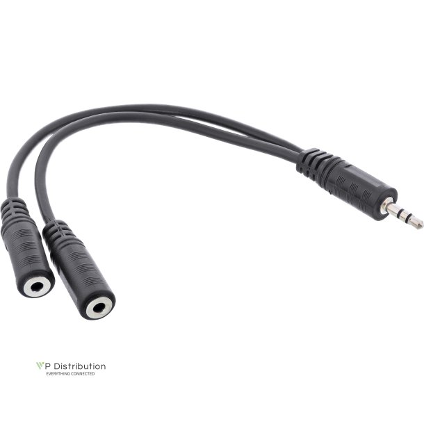 InLine Audio Cable 3.5mm Stereo male to 2x 3.5mm female 0.2m