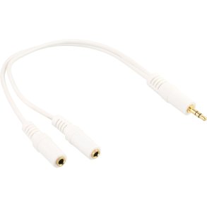InLine® Stereo Y cable 3.5mm stereo M to two 3.5mm stereo F white/golden, 0.1m