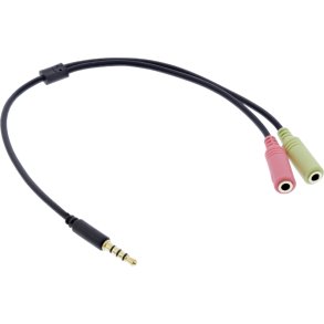 InLine Audio Headset Adpter Cable 3.5mm male 4 Pin to 2x 3.5mm 0.15m