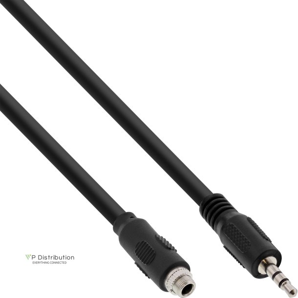 InLine&reg; Audio adapter cable, 3.5mm Stereo male/female with thread , 0.6m