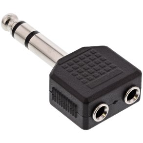 InLine® Audio Adapter 6.3mm Stereo audio jack male to 2x 3.5mm Stereo female