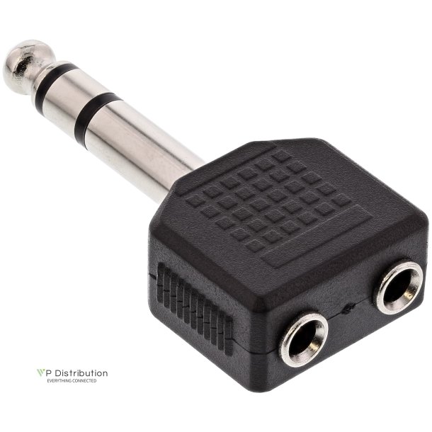 InLine&reg; Audio Adapter 6.3mm Stereo audio jack male to 2x 3.5mm Stereo female