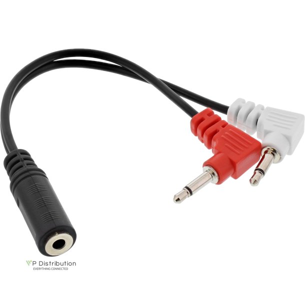 InLine&reg; Audio Plane headphone adpter cable, 2x 3.5mm M to 3.5mm F 3pin, 0.15m