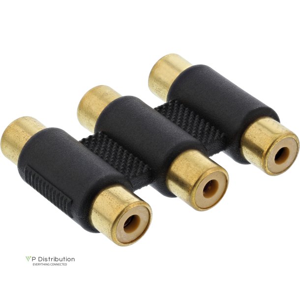 InLine&reg; Audio Adapter 3x RCA female to female gold plated