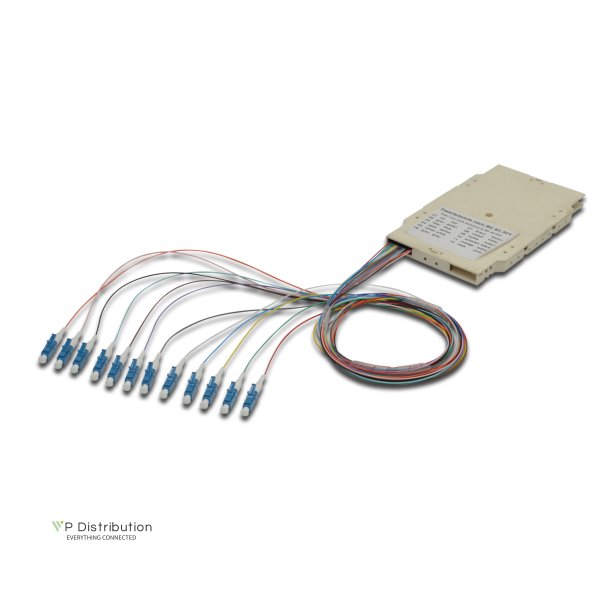 Digitus FO splice cassette with 12 colored pigtails LC (UPC), SM OS2 09/125 &micro;, LSZH