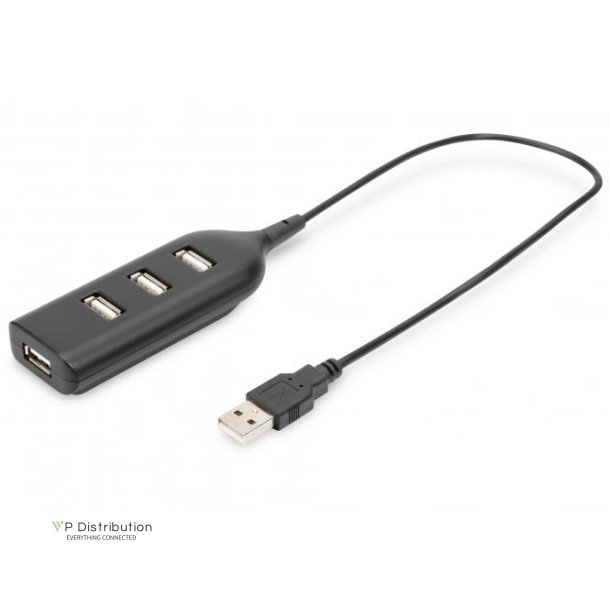 Digitus USB 2.0 Hub, 4-Port, Bus Powered 4 X USB A/F AT Connected Cable
