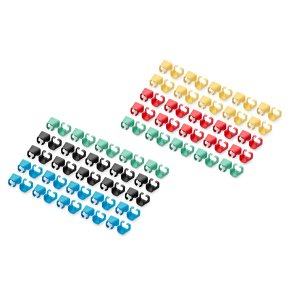Color clips for RJ 45 cable Mixed colors, 20 pcs.x 5 colors, separate packs