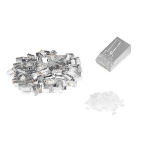 CAT 6 Modular Plug, 8P8C, shielded for Round Cable, two-parts plug, 100 pcs.