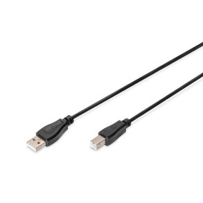 Digitus USB connection cable, type A - B M/M, 1.0m, USB 2.0 suitable, bl
