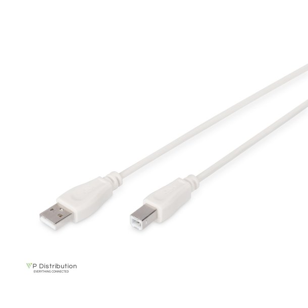 Digitus USB connection cable, type A - B M/M, 1.8m, USB 2.0 suitable, be