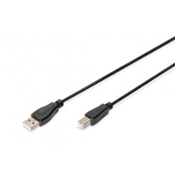 Digitus USB connection cable, type A - B M/M, 1.8m, USB 2.0 suitable, bl