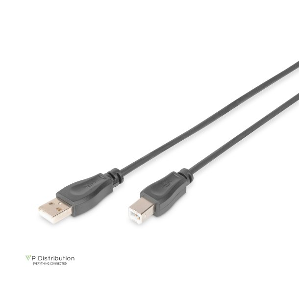 Digitus USB 2.0 connection cable, type A - B M/M, 1.0m, USB 2.0 conform, bl