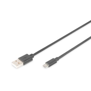 Digitus USB 2.0 connection cable, type  A - micro B M/M, 1.8m, USB 2.0 conform, bl