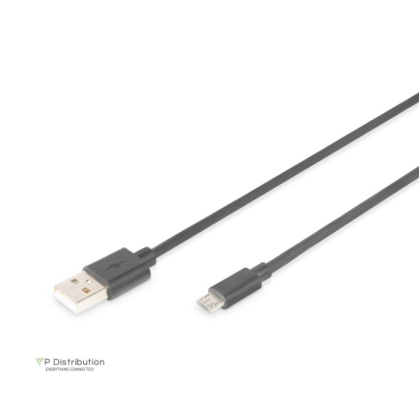 Digitus USB 2.0 connection cable, type  A - micro B M/M, 1.8m, USB 2.0 conform, bl
