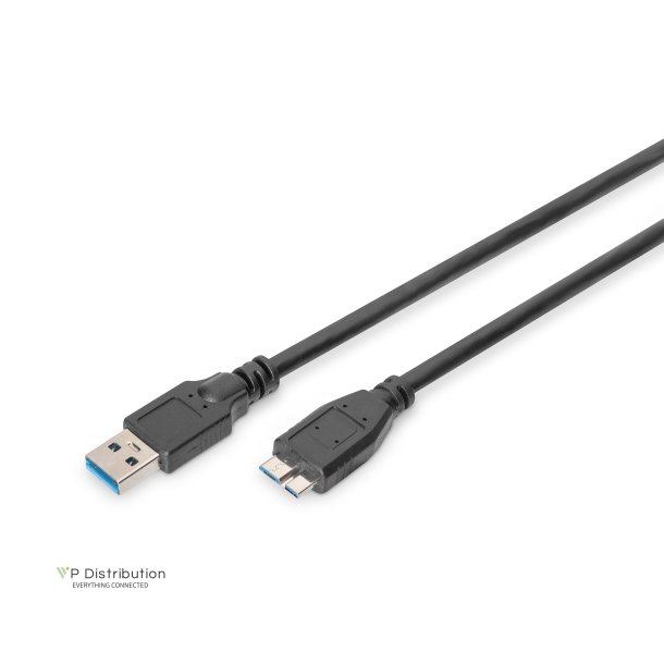 Digitus USB 3.0 connection  cable, type A - micro B M/M, 1.0m, USB 3.0 conform, bl